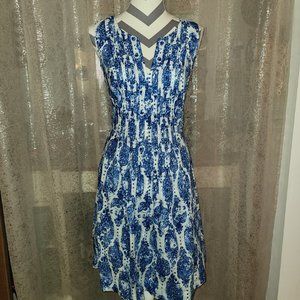 NYDJ Blue & White Vintage Patterned Dress